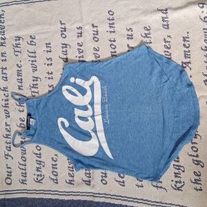 Cali Laguna Beach blue tank top Miami Style shirt Size medium